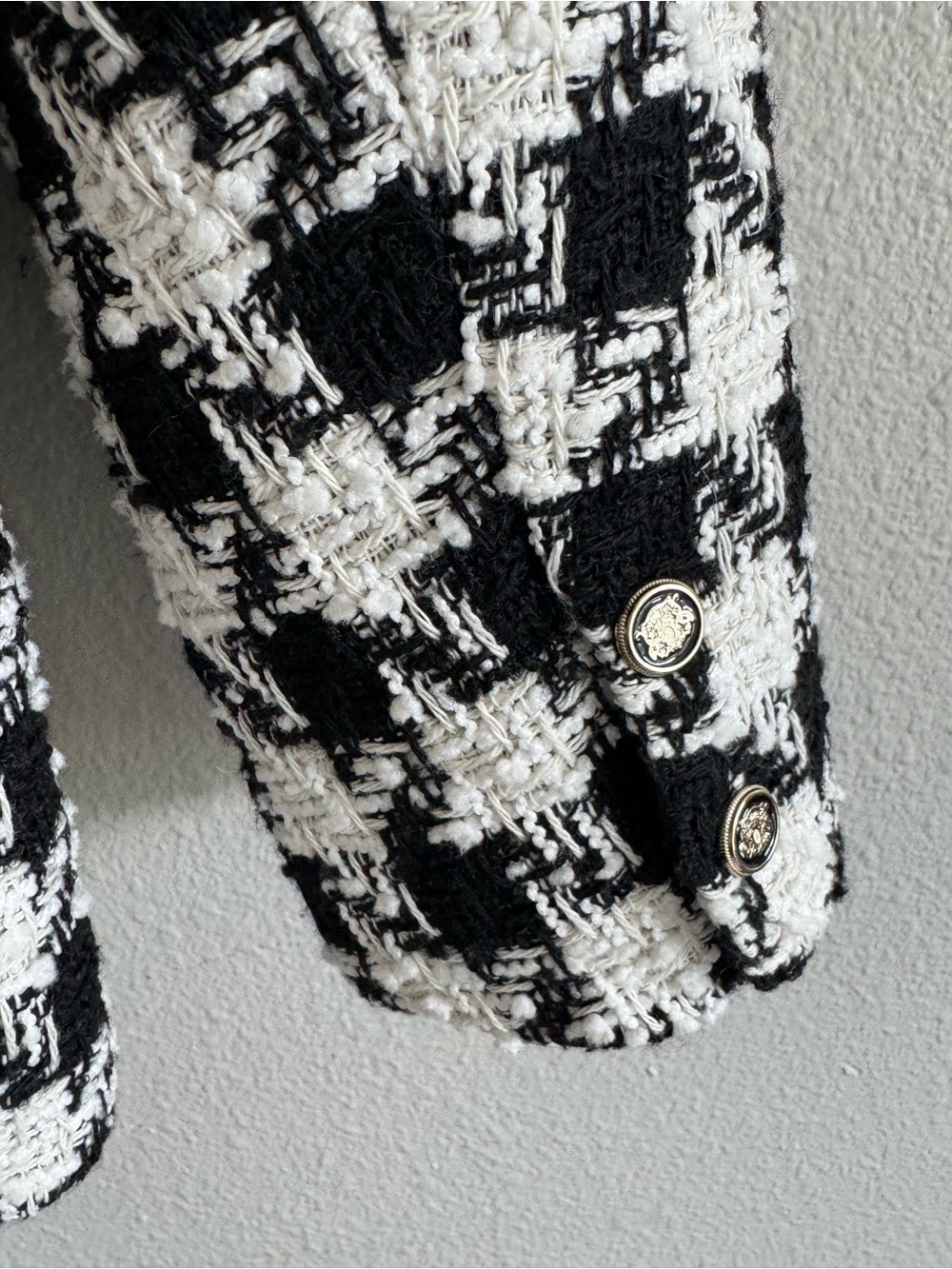 Zara Houndstooth Checkered Tweed Blazer size Medium - Picture 9 of 11
